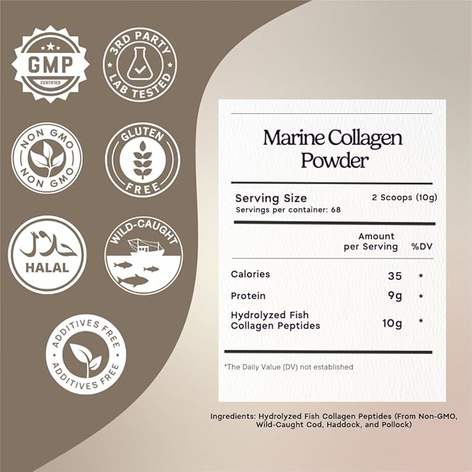 Zen Principle Marine Collagen Peptides Powder 1.5 lb. Wild-Caught Fish Non-GMO. Supports Healthy Skin Hair Joints and Bones.Hydrolyzed Type 1 &amp 3 Protein. Amino Acids.Unflavored Easy to Mix.