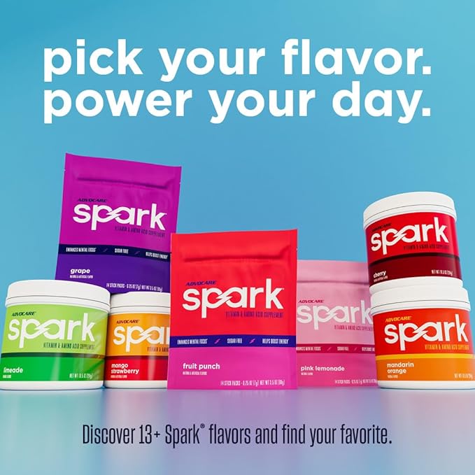 AdvoCare Spark - Energy Drink Mix - Vitamin &amp Amino Acid Supplement - Supports Energy &amp Focus* - Portable Immune Support* - Sugar-Free - Pink Lemonade 14 Stick Packs (3.5 oz)