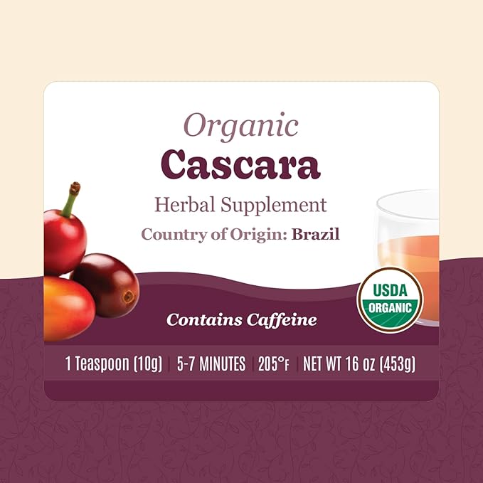 Organic Positively Botanicals Company Cascara Herbal Tea Loose Botanical 16 Ounce