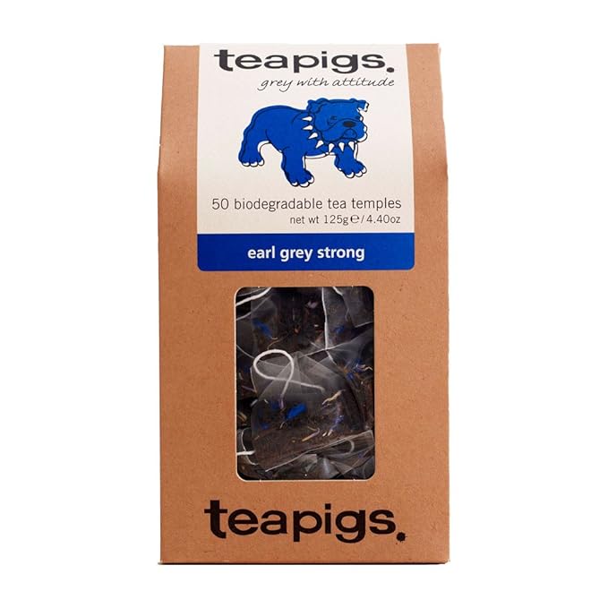 Teapigs Earl Grey Strong Tea Bags Made with Whole Leaves bold flavor natural ingredients (1 Pack of 50 Teabags)