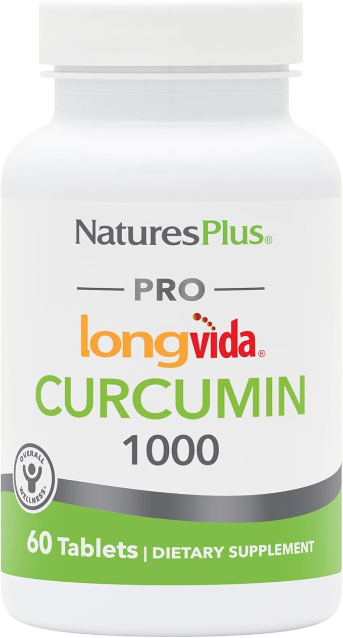 NaturesPlus PRO Longvida Curcumin 1000 mg - 60 Tablets - Promotes Healthy Free Radical Protection - Non-GMO Vegan &amp Gluten Free - 60 Servings