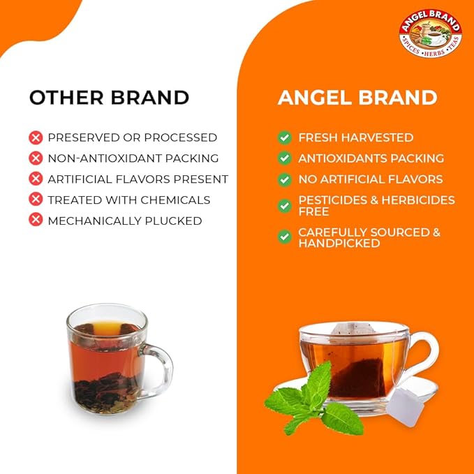 Angel Brand Jamaican Peppermint Tea Bags 24 – Pack of 3 – Caffeine-Free Herbal Tea for Relaxation and Fresh Breath Made with Pure Jamaican -Delightful Sip Every Time.
