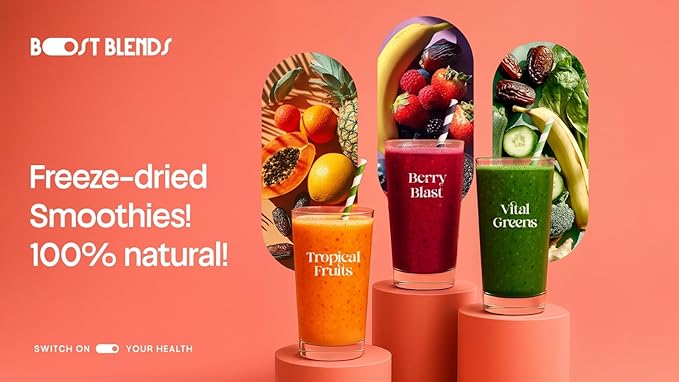 Smoothie Variety Pack - 30 Instant Breakfast Smoothies – 3 Delicious Flavors - 100% Real Fruits - Healthy On the Go Nutrition