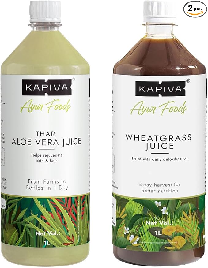 Kapiva Aloe Vera Juice + Wheatgrass Juice (1L+1L)