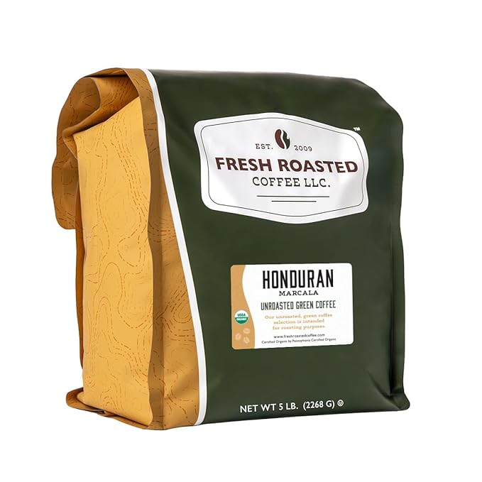 Fresh Roasted Coffee Unroasted Organic Honduran Marcala | USDA Organic 100% Single Origin Kosher | 5 Pound