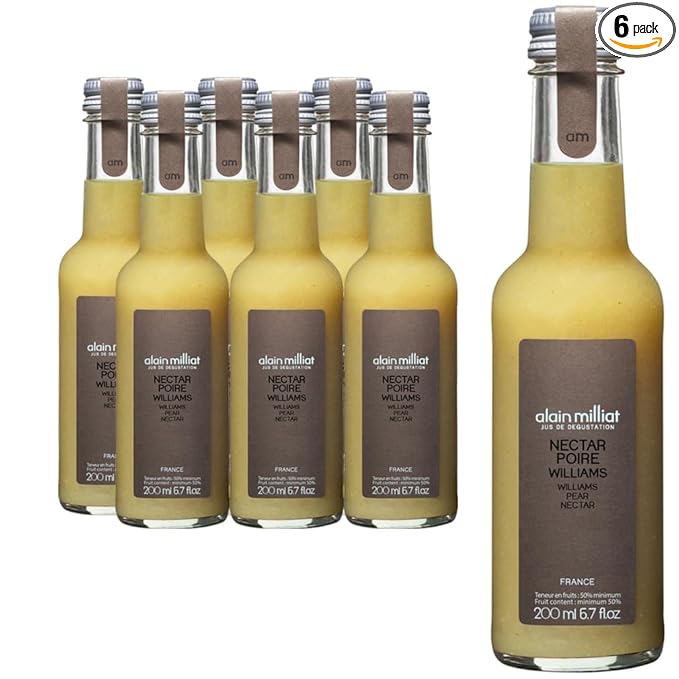 Alain Milliat Williams Pear Nectar 6.8 Fl Oz (Six 200ml Glass Bottles)