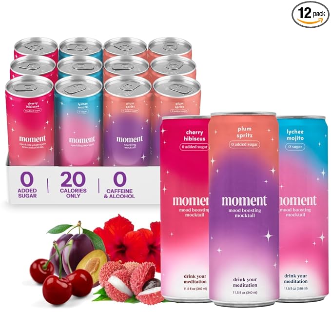Drink Your Meditation Mocktails Non Alcoholic Drinks (Shark Tank) | SPARKLING Adaptogen Drink | L-Theanine &amp Ashwagandha for Calm &amp Clarity | 0 Added Sugar 0 Caffeine (Variety) Mocktails 11.