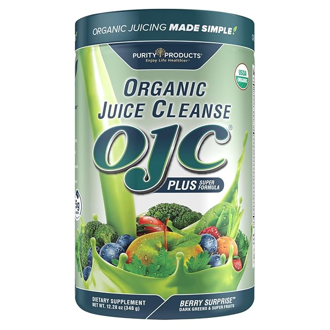Purity Products Certified Organic Juice Cleanse OJC Plus Berry Surprise - 30+ Organic Veggies and Fruits - 5 Grams of Fiber - Promotes Energy and Digestive Function - 12.28 oz - 348 g - 30 Servings