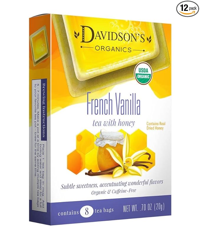 Davidson's Organics French Vanilla 8-count Tea Bags Pack of 12