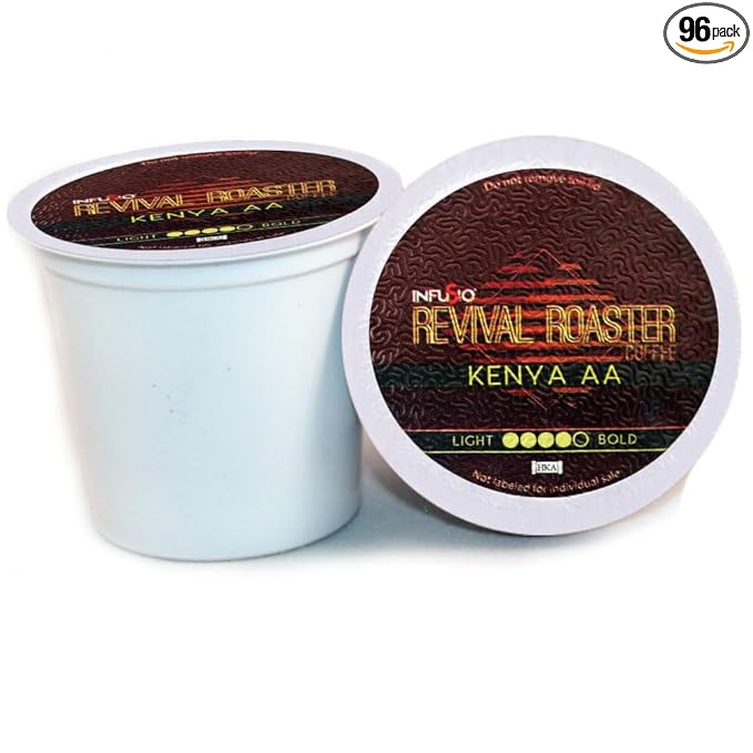 InfuSio Coffee Pods – 96 Count Kenya AA (Dark Roast Coffee) Single Serve Coffee Pods for Keurig K Cup® Brewers Compatible with Keurig 2.0 Brewers