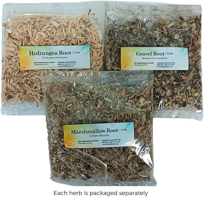 Dr. Clark Dietary Supplement - Kidney Cleanse Tea Bags Supports Kidney Function &amp Expulsion Kidney Stones - Hydrangea Marshmallow Root &amp Gravel Root - 3 Bags per Pack