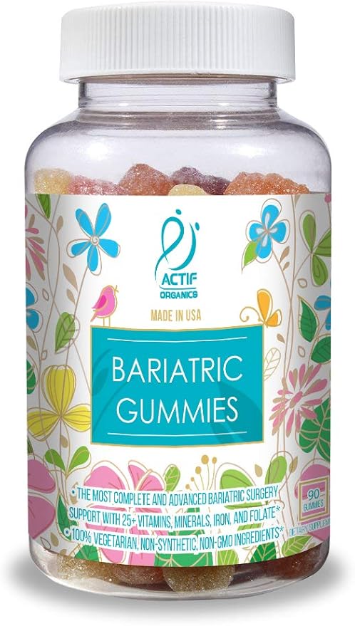 ACTIF Organic Bariatric Gummies with 25+ Organic Vitamins and Minerals for Bariatric Surgery Gastric Bypass Surgery Advanced Formula - 90 Count