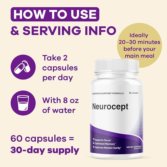 (3 Pack) Neurocept Brain Supplement Capsules - Official Neuro cept Brain &amp Memory Focus Support Advanced Formula Neurocept Pills Daily Support for Overall Health &amp Wellness 180 Capsules for