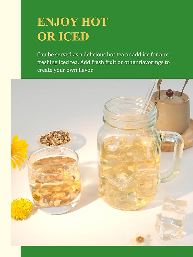 GLDNT Organic Dandelion Root Tea 16oz Premium Organic Raw Dandelion Root Tea Loose Leaf Smooth &amp Earthy Taste Caffeine Free Cut &amp Sifted