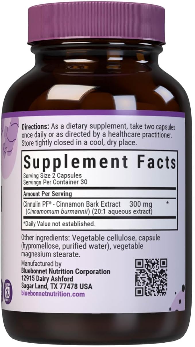 Bluebonnet Cinnulinpf Cinnamon Bark Extract Supplement 60 Count White