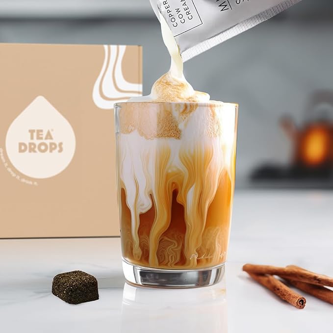 Tea Drops 30 Bulk Pack Organic Pumpkin Spice Bagless Tea - Loose Leaf Lightly Sweetened On-The-Go. Plastic-Free - Iced or Hot