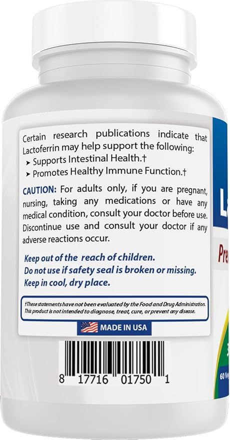 Best Naturals Lactoferrin 250 mg Veggie Capsule Supports Healthy Immune Function - 60 Count