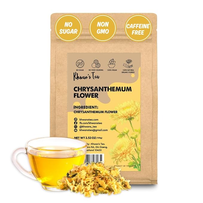 Chrysanthemum Tea - Chrysanthemum Flower Loose Caffeine-Free Antioxidant Herbal Infusion Tea 3.52 Oz Sourced from Thailand