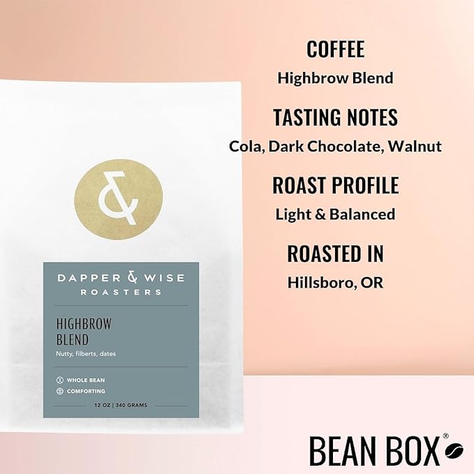 Highbrow Blend - Roasted by Dapper &amp Wise - Whole Bean Coffee - 5 Pound Bag