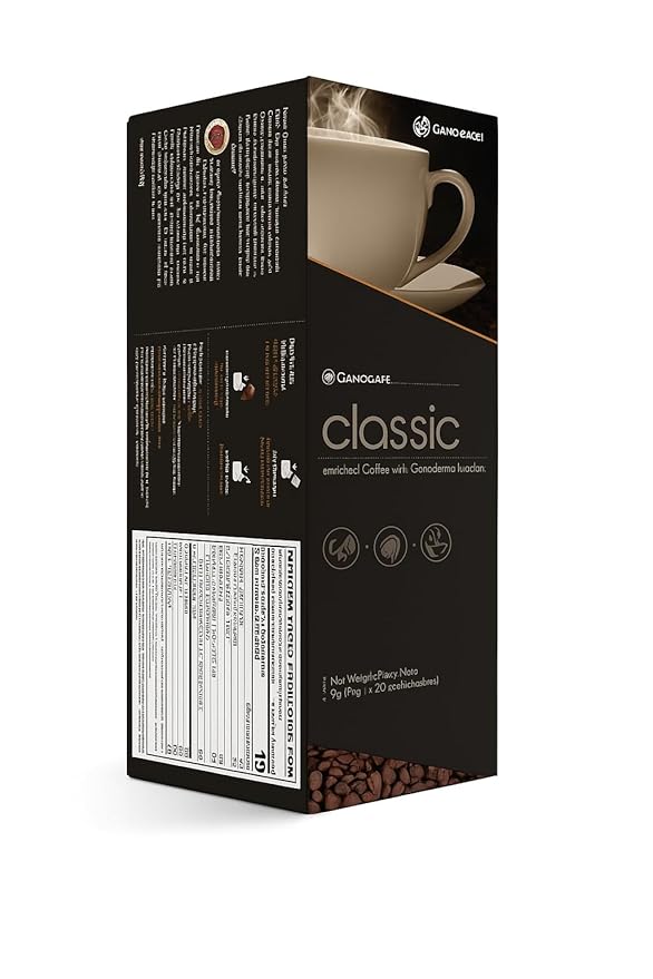 Ganoderma Lucidum Classic Black Coffee – 20 Sachets | Instant Reishi Mushroom Coffee | Sugar-Free Smooth &amp Bold Flavor | Herbal Coffee Drink