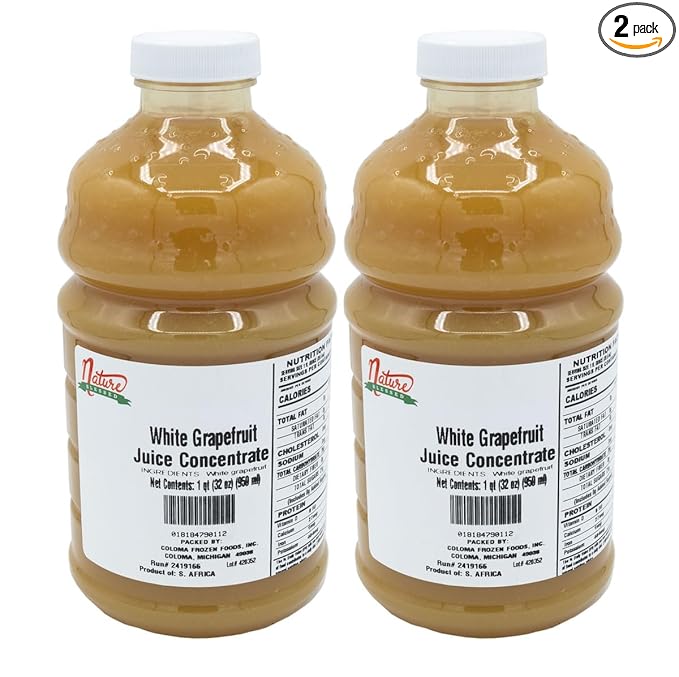 Nature Blessed 100% White Grapefruit Juice Concentrate - 2 Quarts (2/32 fl oz bottles) Applications: Excellent for Home Wine Making Home Brewing Distilling Ale Smoothies Making Jelly