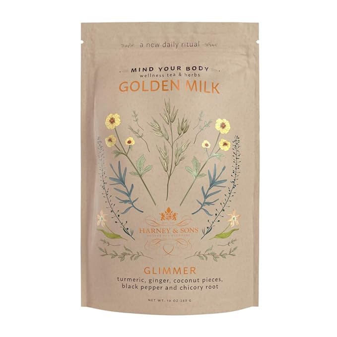 Harney &amp Sons Golden Milk Powder| Wellness Blend with Turmeric Ginger Coconut &amp Spices 10 Oz Bag