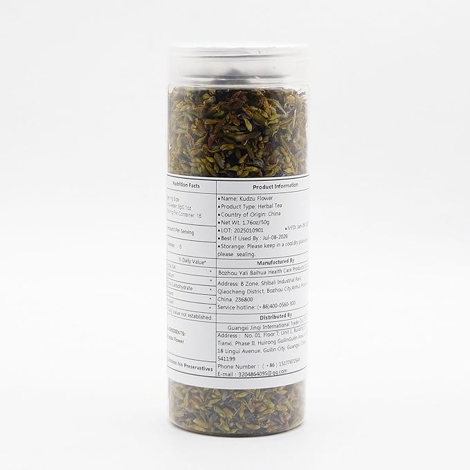 JINQI Kudzu flower Tea Ge Hua 葛花 3.52oz/100g (1.76oz/50g*2) Pueraria Lobata Flower Ge Scented Skin Care Flower Holiday Gifts Tea Gifts