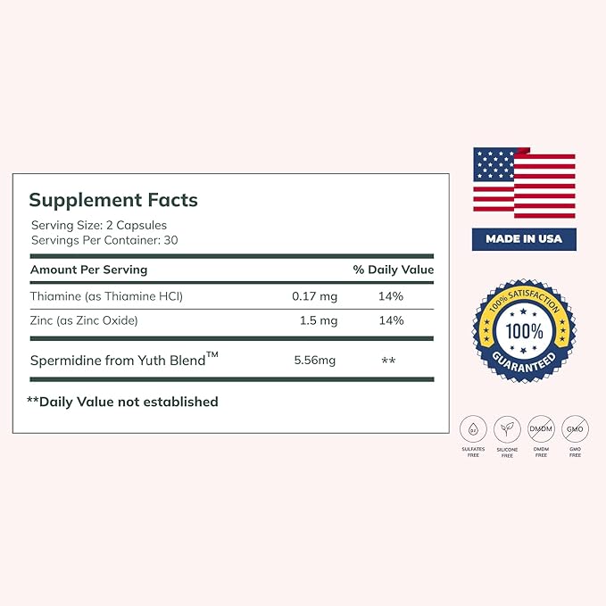 Nova Ultimate Cell Renewal/Spermidine Supplements Organic Wheat Germ Anti Aging Supplement with High Spermidine Zinc and Thiamine for Optimal Autophagy 60 Capsules (Pack of 1)