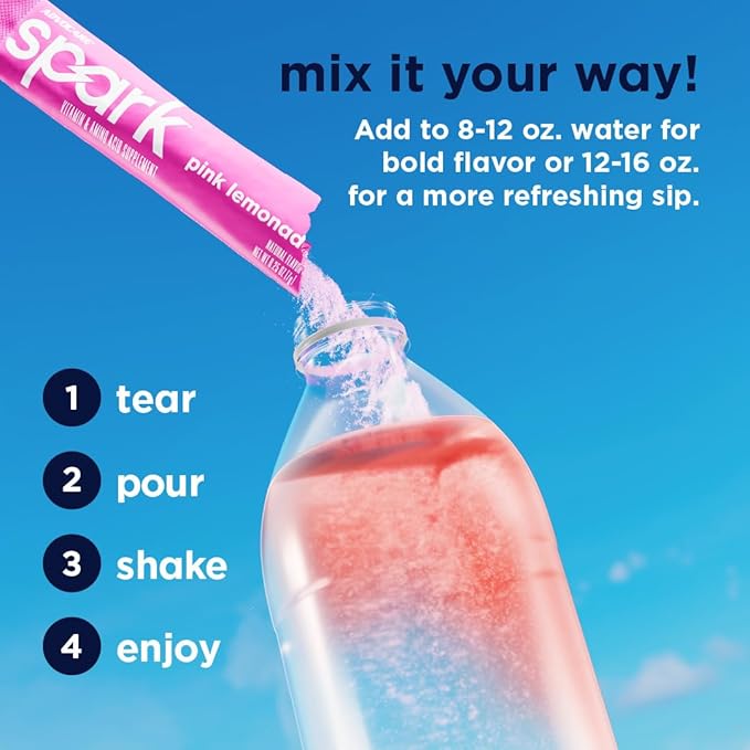 AdvoCare Spark - Energy Drink Mix - Vitamin &amp Amino Acid Supplement - Supports Energy &amp Focus* - Portable Immune Support* - Sugar-Free - Pink Lemonade 14 Stick Packs (3.5 oz)