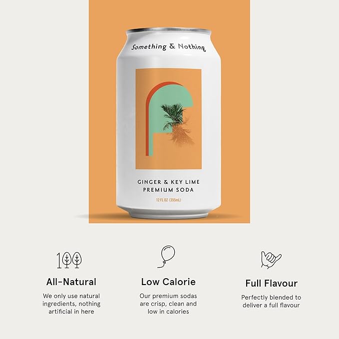 Something &amp Nothing Ginger &amp Lime Flavoured Sparkling Water | Lightly Carbonated Full Flavoured with Added Grape &amp Lemon Juice | Vegan &amp Low Calorie Soda | 12 Fl Oz Cans (Pack of 12)