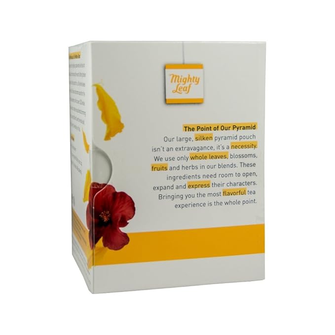 Mighty Leaf Whole Leaf Tea Organic African Nectar 45 Tea Bags (Pack of 3 15CT each) Individual Pyramid-Style Tea Sachets of Uncaffeinated Organic Rooibos Tea Delicious Hot or Iced