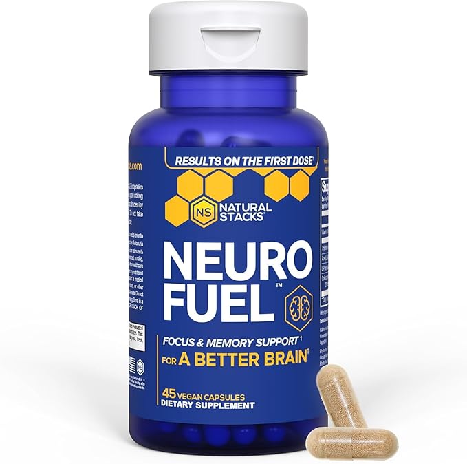 NATURAL STACKS NeuroFuel Nootropic Brain Support Supplement with Artichoke Leaf Extract &amp L-Carnitine Supplement for Focus and Memory* - 45 Focus Pills
