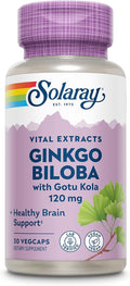 SOLARAY Ginkgo Biloba Extract with Gotu Kola - Ginko Biloba Capsules for Brain Health Support - Vegan Lab Verified 60-Day Guarantee - 60 Servings 60 VegCaps (30 VegCaps)