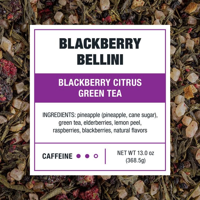 Tiesta Tea - Blackberry Bellini Cold Brew Loose Leaf Blackberry Citrus Green Tea Medium Caffeinated Cold Brew Packets Makes 64 oz of Pitcher Per Bag (Pack of 10)