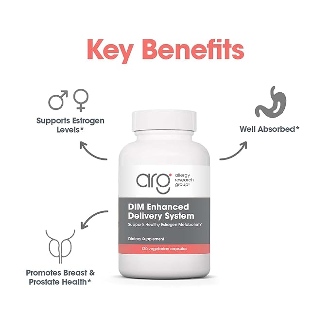 ARG DIM Enhanced Delivery System - Supports Estrogen Metabolism - Delivers 300 mg Bioavailable Diindolylmethane Complex - Vegetarian &amp Soy-Free - 30 Servings - 120 Capsules