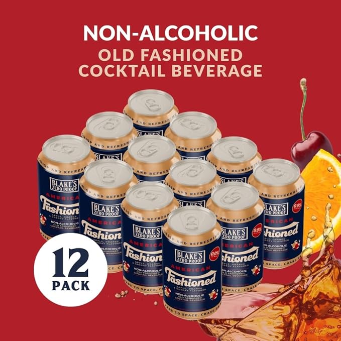Blake’s Zero Proof American Fashioned Sparkling Mocktail – Non Alcoholic Carbonated Juice Beverage Gluten Free Bold Citrus Apple Cherry Inspired Flavor Lightly Carbonated Cocktail-Inspired Drink