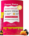 Honey Sticks Shilajit for Women Strawberry Flavor | Shilajit with Shatavari &amp Saffron | Natural Energy Hormonal Balance Focus &amp Vitality Support | Wellness Booster Herbal Honey Packs - 30 St