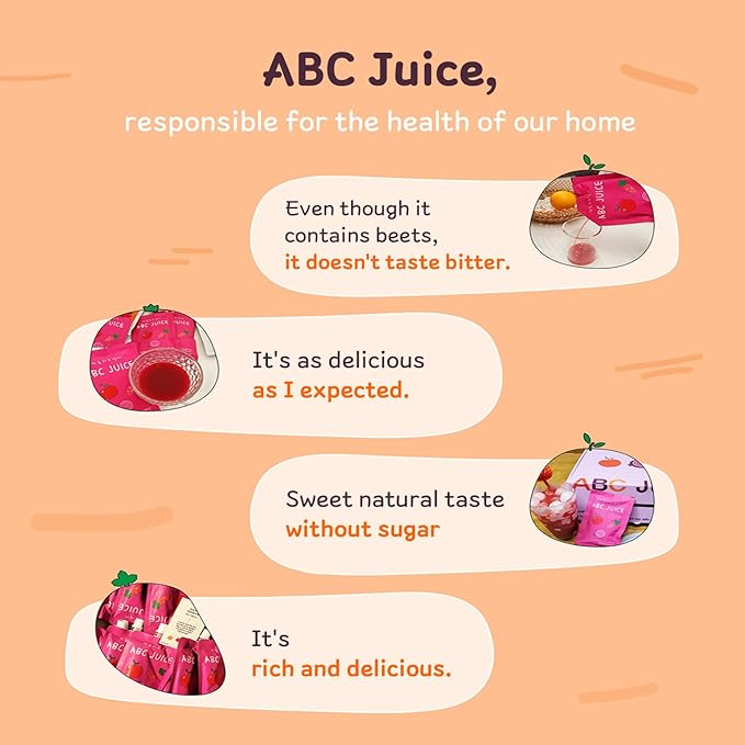 Gyeongbuk Sun Farm ABC Juice Apple Beet Carrot Beverage Drink Nectar 1Box (100ML/3.38fl.oz X 30ea) - 100% Korean Organic Ingredients Cold-pressed No Additives All Family Vitamin Juice Drink