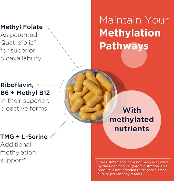 Designs for Health Homocysteine Supreme - Methylated Multivitamin of B Vitamins with Riboflavin B6 B12 Folate L-Serine &amp TMG for Brain Support &amp Healthy Inflammatory Response (120 Caps)