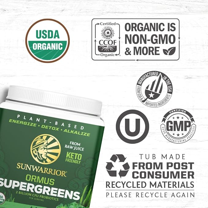 SUNWARRIOR Organic Ormus Supergreens Natural 8 OZ