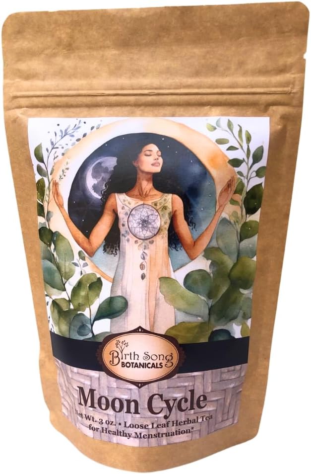 Birth Song Botanicals Organic Moon Cycle Menstrual Tea for Women Herbal Period Cramp &amp PMS Relief Hormone Balance Bloat &amp Cycle Support Raspberry Leaf Mugwort &amp Chamomile 30 Servings