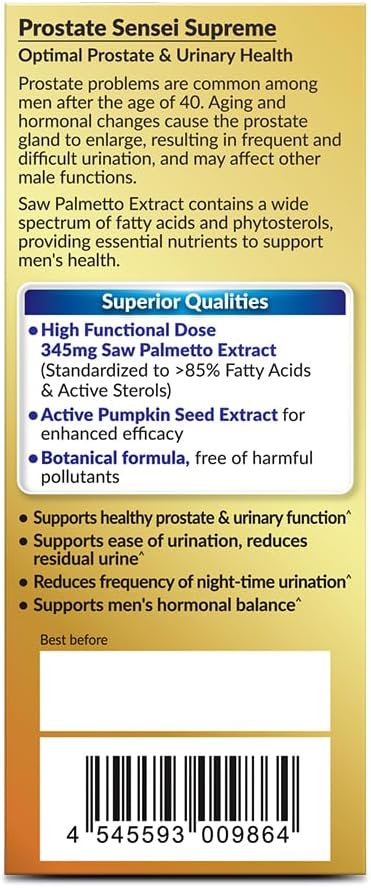 AFC Japan Prostate Sensei Supreme – Saw Palmetto Supplement for Men with Fatty Acids &amp Sterols – Supports Urinary Flow Bladder Function Hair Health – Natural Prostate Support Formula 2 Month Su