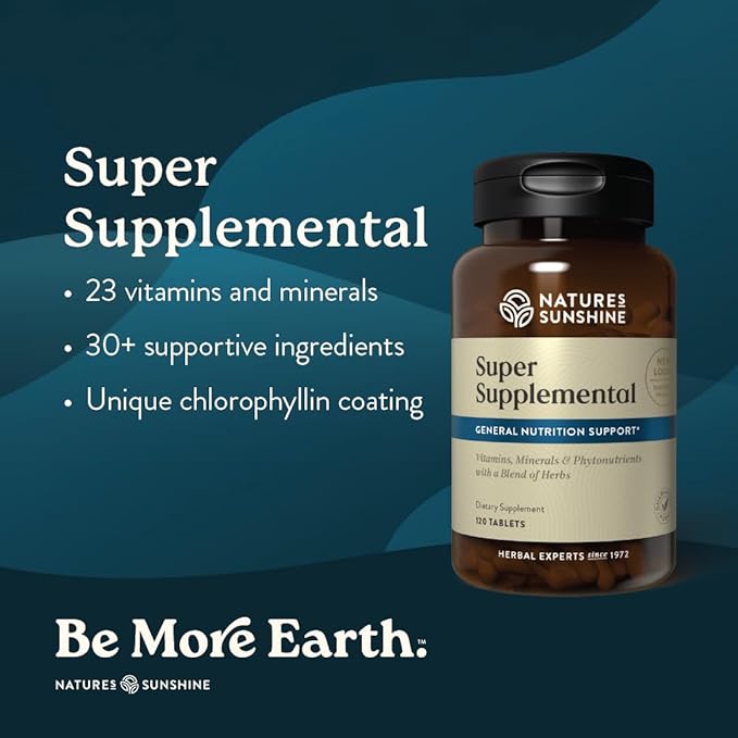 Nature's Sunshine Super Supplemental: Complete Multivitamin with Minerals Antioxidants &amp More for Nutritional Gaps Overall Health Immune &amp Energy Support. 120 Tabs