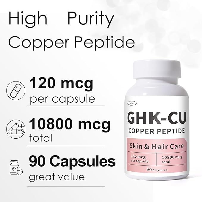 GHK-Cu Copper Peptide Supplement Anti-Aging &amp Hair Growth Support Improves Skin Elasticity &amp Firmness Thicker Fuller Hair Easy Absorption Precisely Dosed 90 Vegan Capsules
