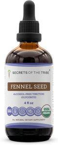 Secrets of the Tribe Fennel Seed Tincture Alcohol-Free Extract USDA Organic Fennel (Foeniculum vulgare) Dried Seed (4 FL OZ)