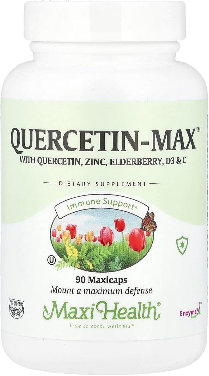 Maxi Health Quercetin 500mg Capsules – Zinc Supplements for Women and Men – Non-GMO Kosher and Gluten-Free Quercetin Supplements with Elderberry Vitamin C and Zinc (90 Veg Capsules)