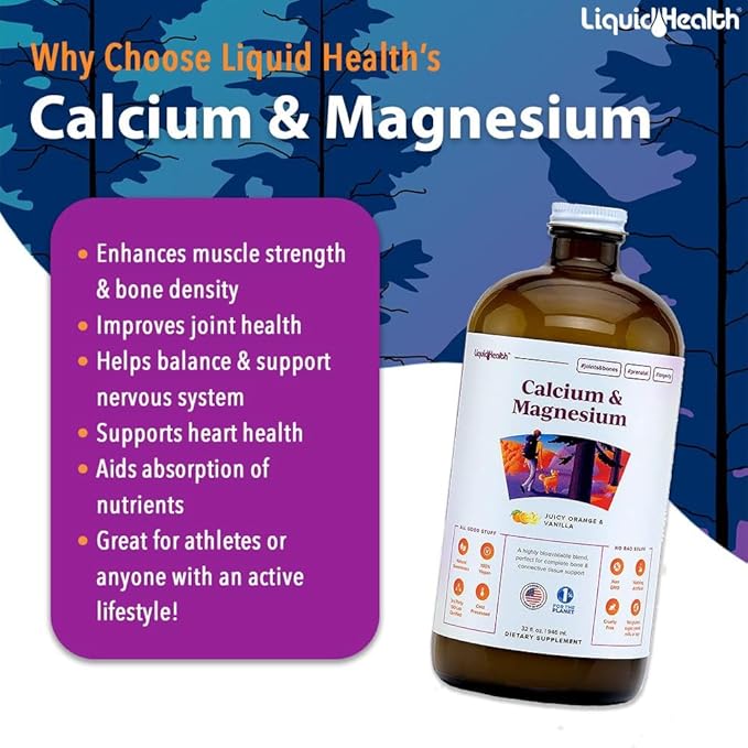 LIQUIDHEALTH Sleep Well Melatonin Drops &amp Calcium and Magnesium Liquid Joint Supplement Bundle - Natural Herbal Sleep Aid Promotes Relaxation Bone Tissue &amp Joint Support - USA Made Vegan