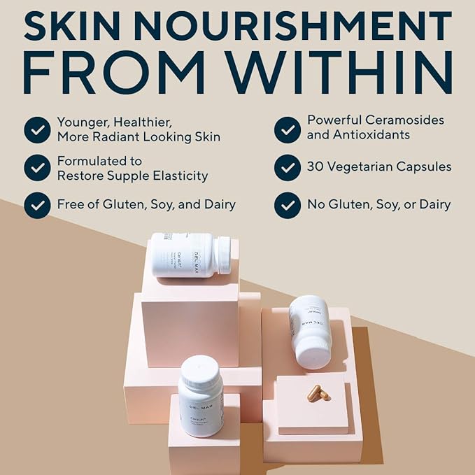 Del Mar Labs - CeraLift - 30 Day Supply - Doctor Formulated - For Reduction in Appearance of Fine Lines and Wrinkles - Anti-Aging Ceramides and Antioxidants - Vegetarian Capsules
