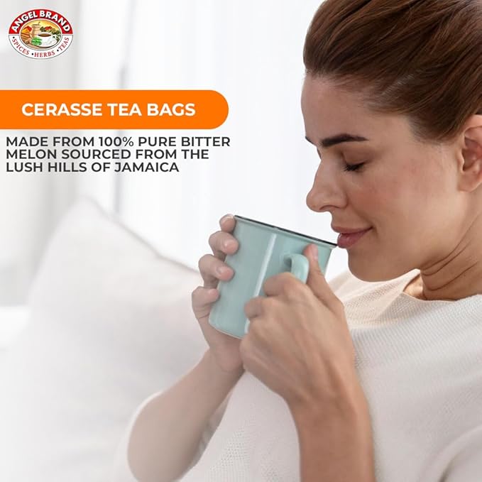 Angel Brand Cerasse Tea Bags Jamaican 24 – Pack of 3 – Authentic Herbal Tea with Bitter Flavor Inspired by Traditional Caribbean Practices Perfect for a Soothing and Refreshing Brew.