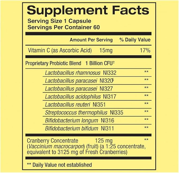 Spring Valley Women's Probiotic Dietary Supplement Vegetarian Capsules for Digestive Health Cranberry 60 Count Value Size + Daily Supplement Tracker Sticker
